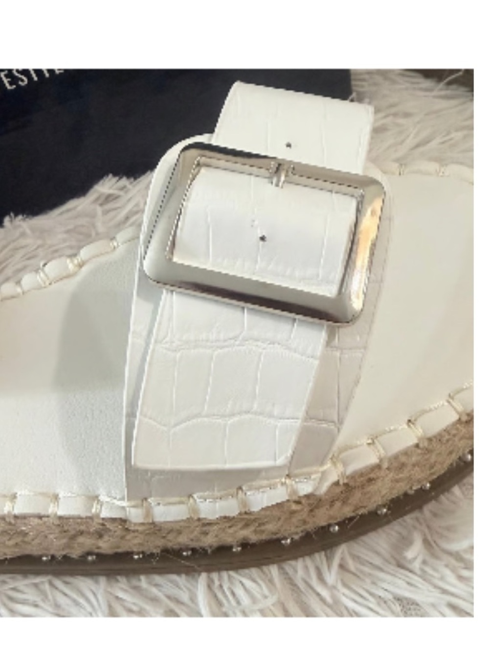 Women’s White Croc Buckle ankle strap platform Sandals size 7 - Picture 4 of 8